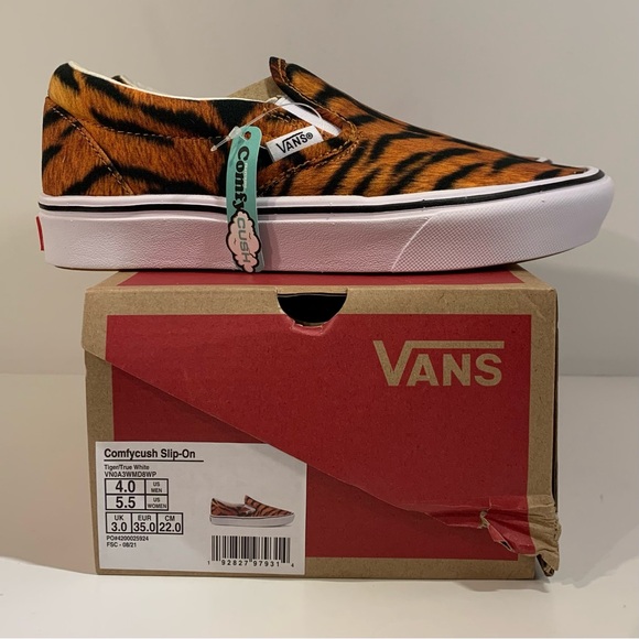 [BRAND NEW] VANS COMFYCUSH SLIP-ON TIGER PRINT WOMENS SHOES SIZE 5.5 SNEAKERS - Picture 2 of 11